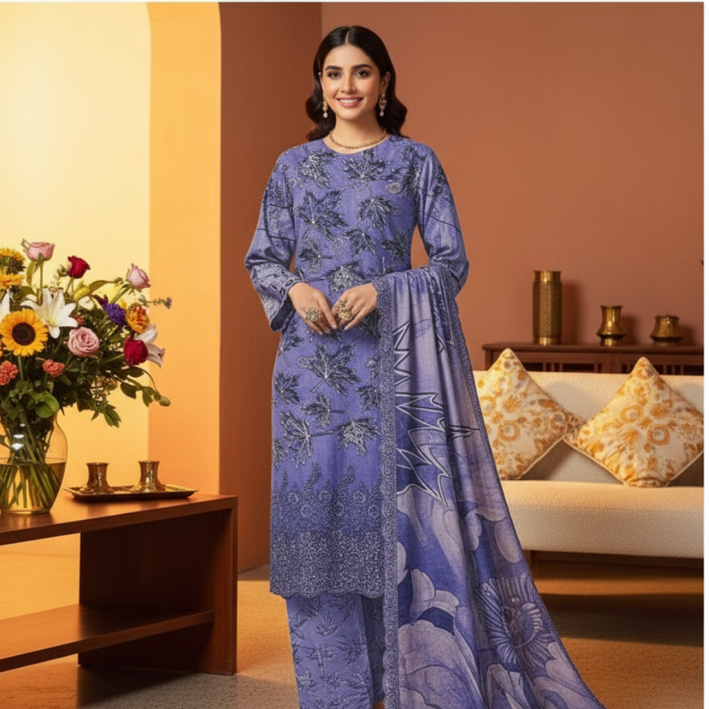 Unstitched Embroidered Lawn Suit