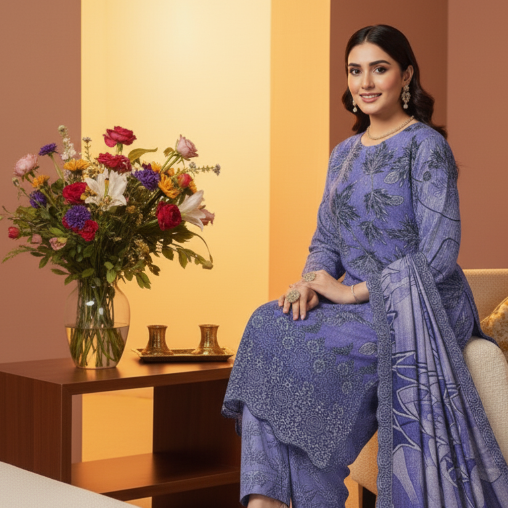 Alternative view of Unstitched Embroidered Lawn Suit