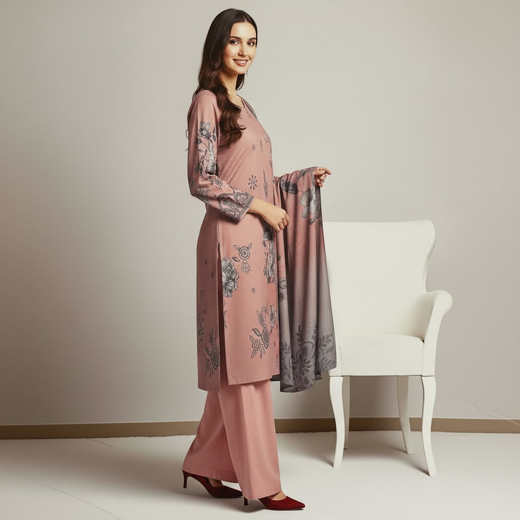 Alternative view of Unstitched Luxury Lawn Suit